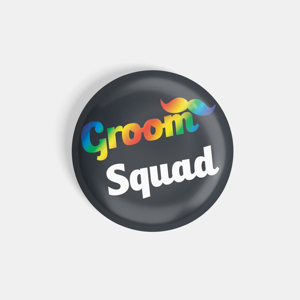 dhcrafts Round Fridge Magnet Black Color Groom Squad Glossy Finish Design Pack of 1 (75 mm)